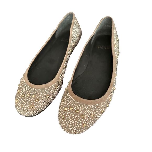 Stuart Weitzman Taupe Tan Ballet
Flats Metal Studs nubeads Haze Suede - Picture 1 of 7